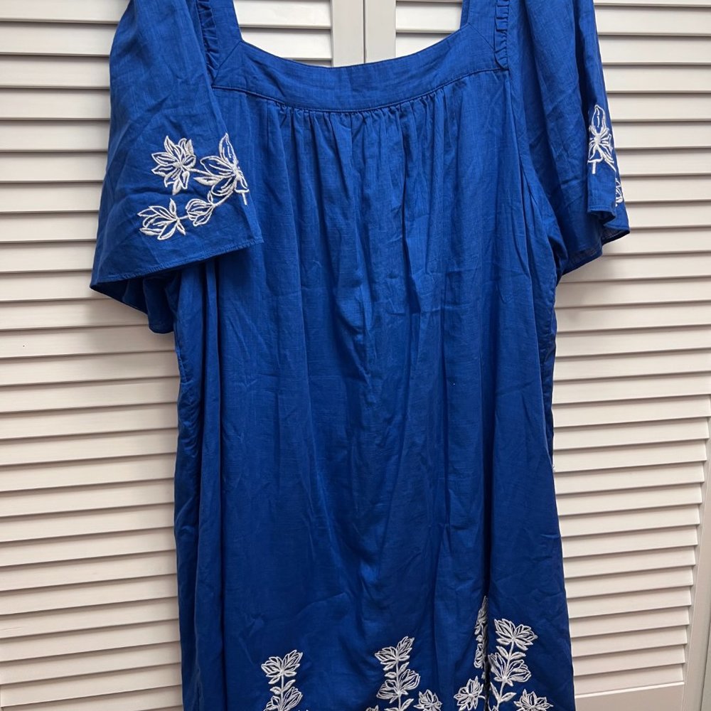 Draper James Royal Blue Embroidered Midi Dress